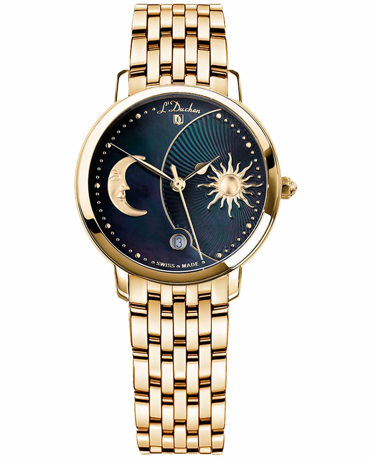 L'Duchen L'Duchen Day & Night D 781.20.31  D 781.20.31 кварцевые женские часы черный циферблат, браслет нержавеющая сталь с pvd-покрытием — вид спереди